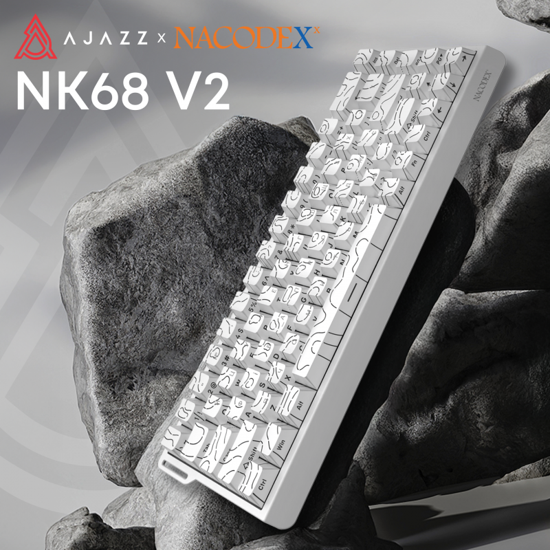 Дротова механічна клавіатура Ajazz NK68 V2 Red Switch (NK68-V2-R-S-W)