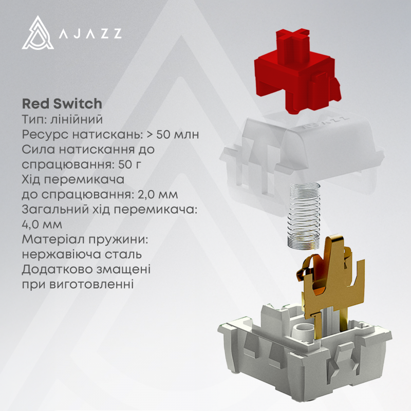 Дротова механічна клавіатура Ajazz NK68 V2 Red Switch (NK68-V2-R-S-W)