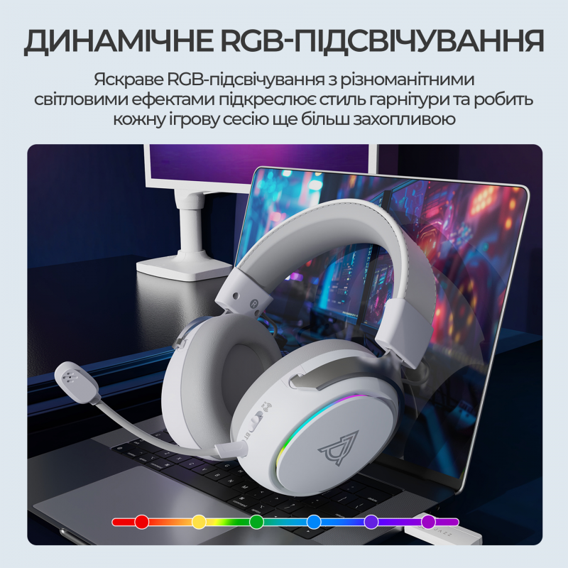Бездротова ігрова гарнітура Ajazz AHM10 Max White (AHM10-MAX-W)