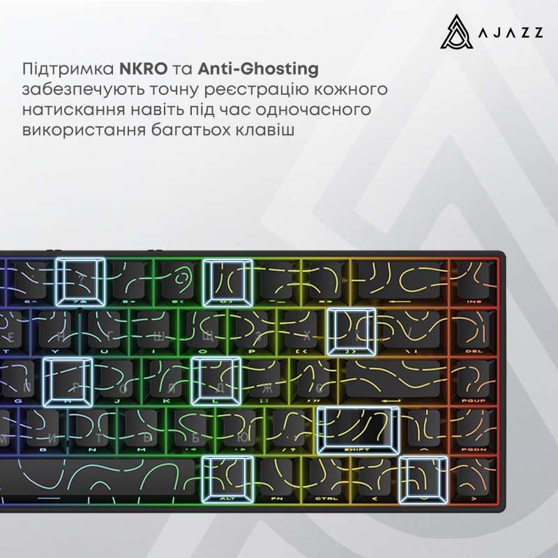 Ігрова магнітна клавіатура Ajazz AK680 V2 Ice Island Magnetic Switch (AK680-V2-I-S-B)