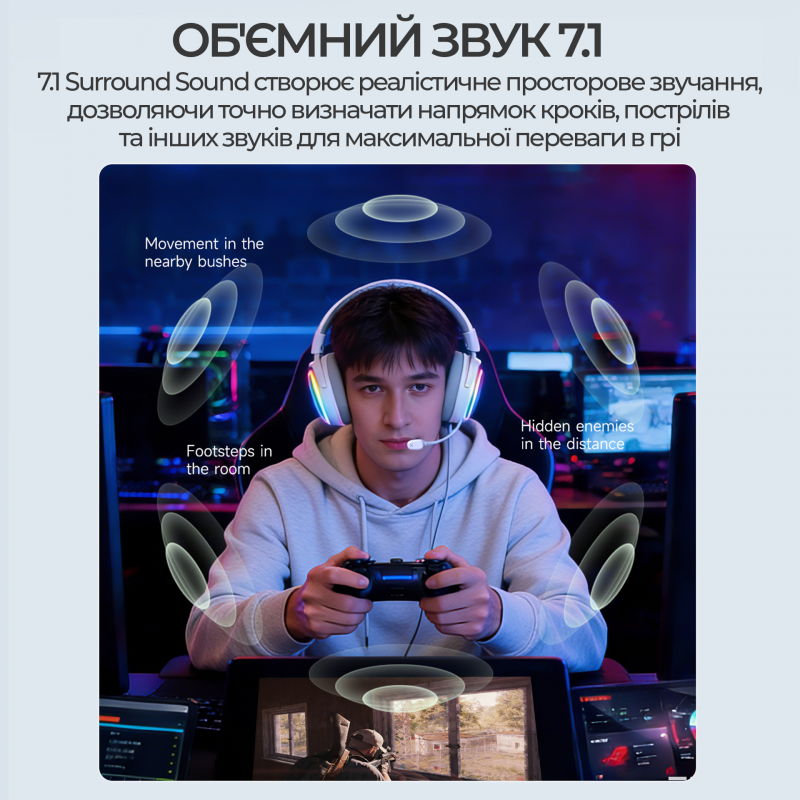 Бездротова ігрова гарнітура Ajazz AHM10 Max Black (AHM10-MAX-B)