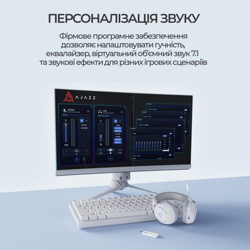 Бездротова ігрова гарнітура Ajazz AHM10 Max Black (AHM10-MAX-B)