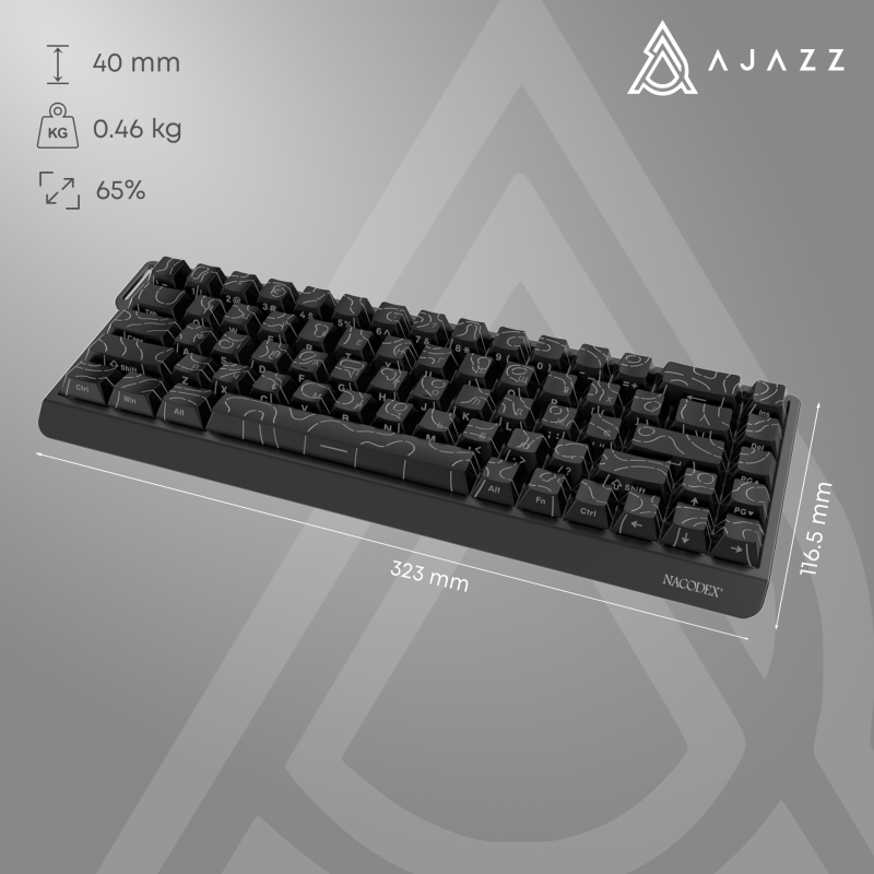 Дротова механічна клавіатура Ajazz NK68 V2 Red Switch (NK68-V2-R-S-B)