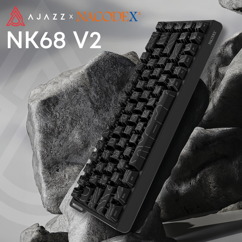 Дротова механічна клавіатура Ajazz NK68 V2 Red Switch (NK68-V2-R-S-B)
