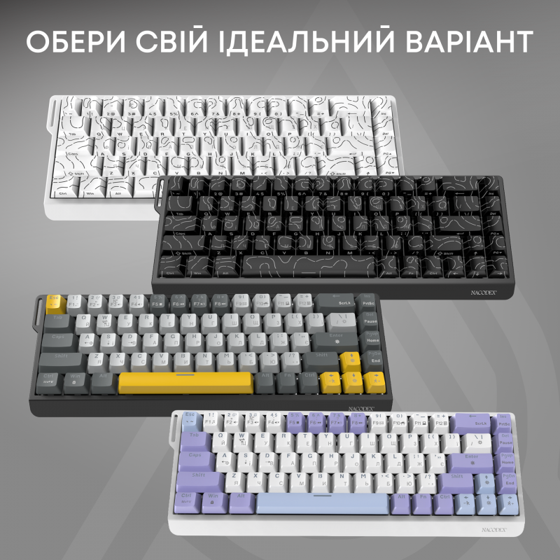 Дротова механічна клавіатура Ajazz NK68 V2 Red Switch (NK68-V2-R-S-B)