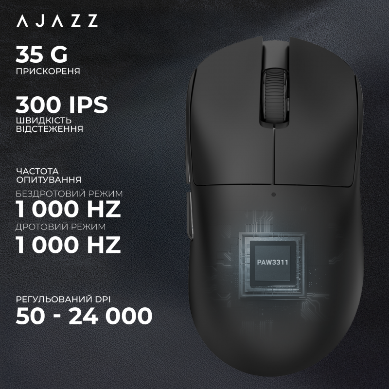 Бездротова миша Ajazz x Nacodex NJ08 MC Black (NJ08-MC-B)