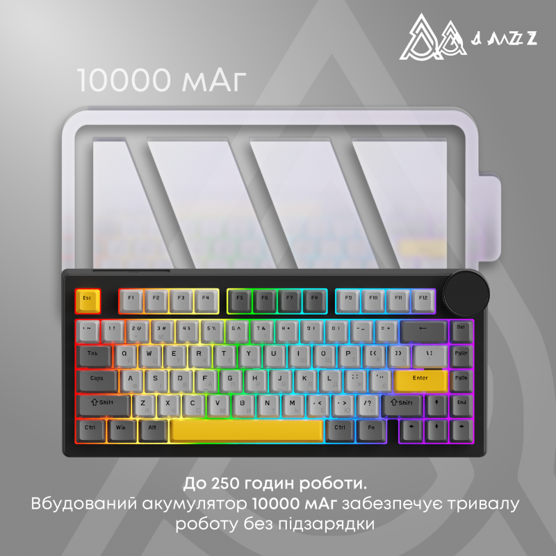 Бездротова механічна клавіатура Ajazz AK820 V2 Coconut Flake Switch (AK820-V2-CF-BGY)