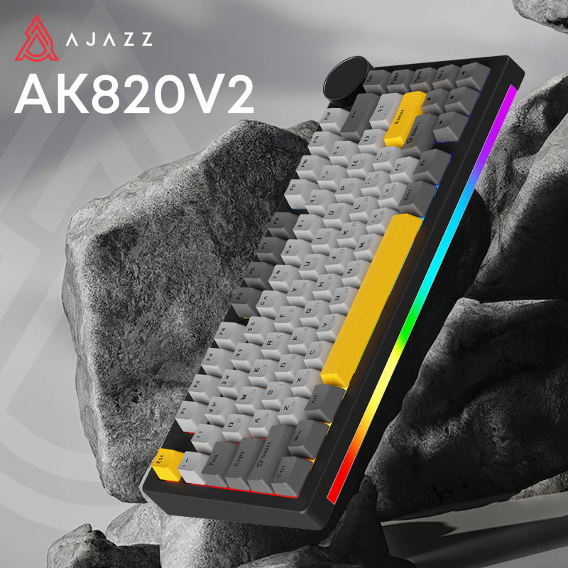 Бездротова механічна клавіатура Ajazz AK820 V2 Coconut Flake Switch (AK820-V2-CF-BGY)