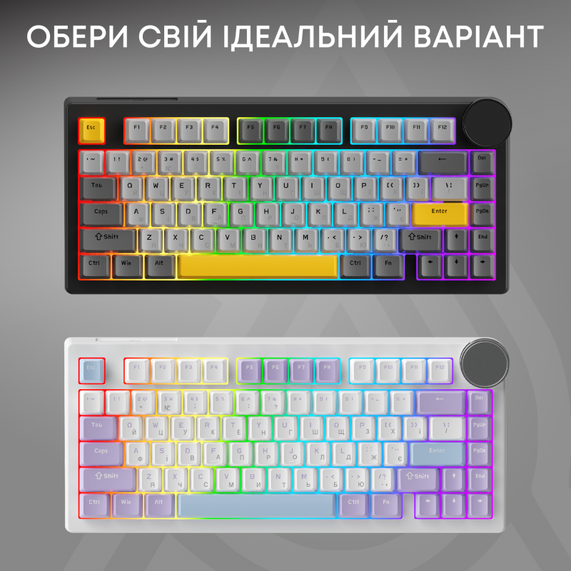 Бездротова механічна клавіатура Ajazz AK820 V2 Coconut Flake Switch (AK820-V2-CF-BGY)