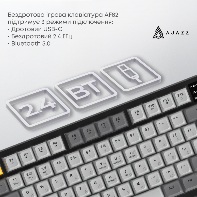Бездротова мембранна клавіатура Ajazz AF82 (AF82-GWO)