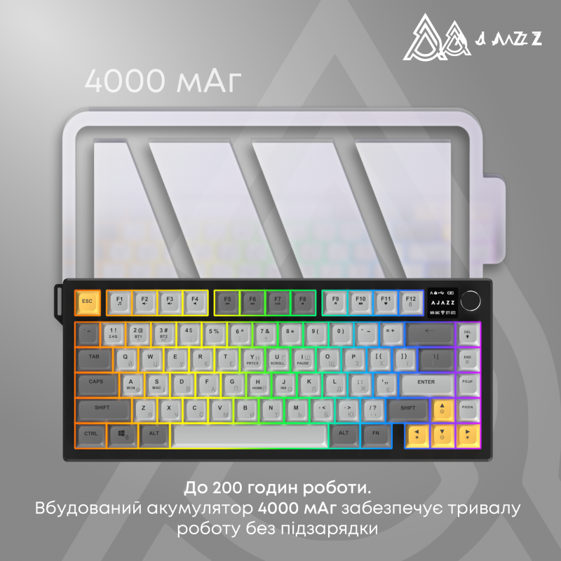 Бездротова мембранна клавіатура Ajazz AF82 (AF82-GWO)