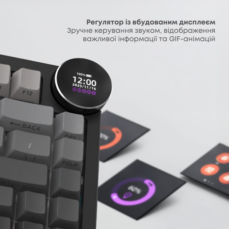 Бездротова механічна клавіатура Ajazz AK820 V2 White Peach Switch (AK820-V2-WP-S-BG)
