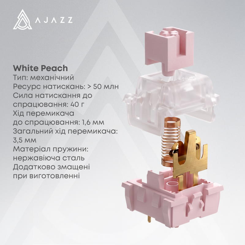 Бездротова механічна клавіатура Ajazz AK820 V2 White Peach Switch (AK820-V2-WP-S-BG)