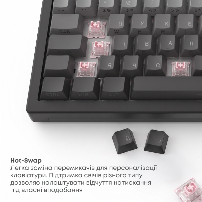 Бездротова механічна клавіатура Ajazz AK820 V2 White Peach Switch (AK820-V2-WP-S-BG)