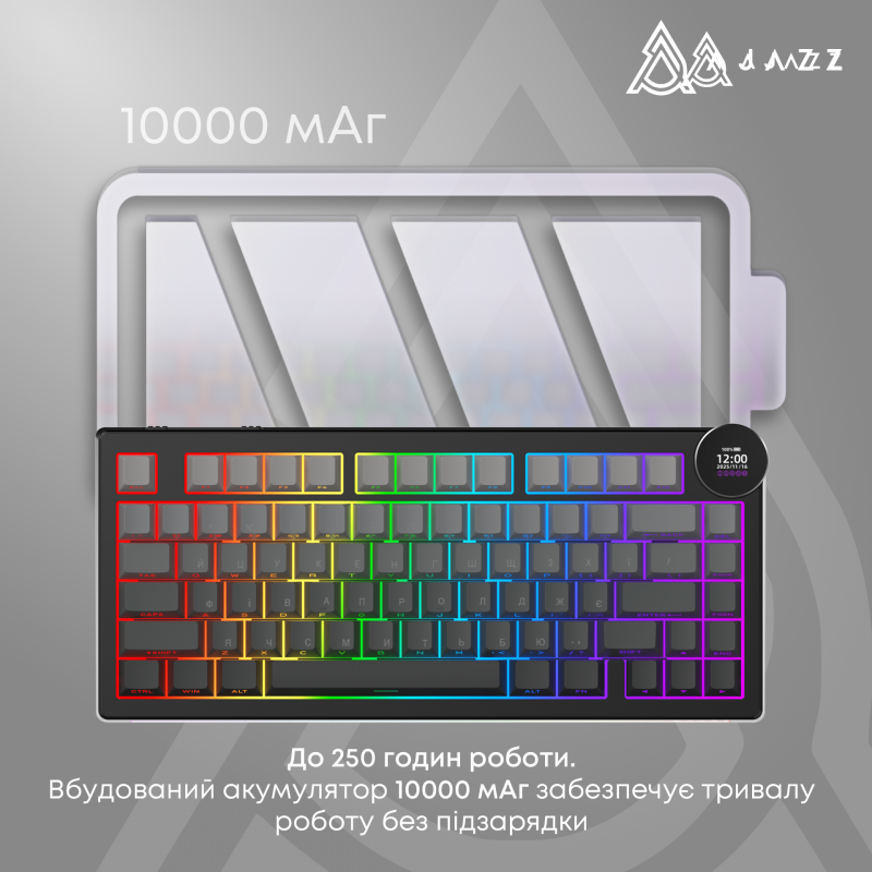 Бездротова механічна клавіатура Ajazz AK820 V2 White Peach Switch (AK820-V2-WP-S-BG)