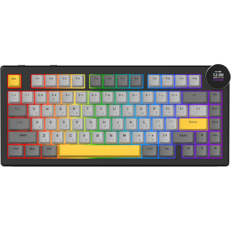 Бездротова механічна клавіатура Ajazz AK820 V2 White Peach Switch (AK820-V2-WP-BGY)