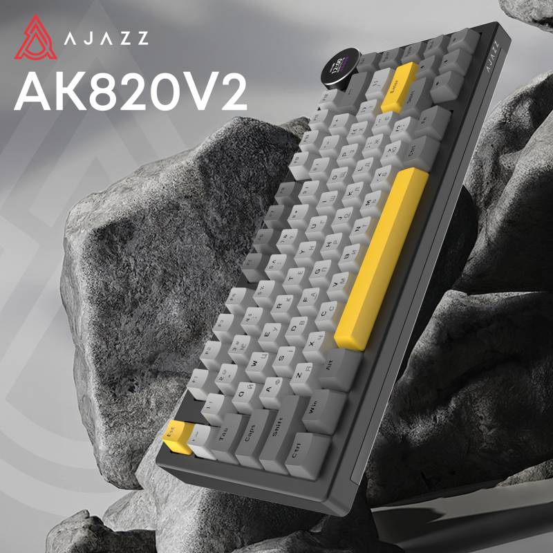 Бездротова механічна клавіатура Ajazz AK820 V2 White Peach Switch (AK820-V2-WP-BGY)