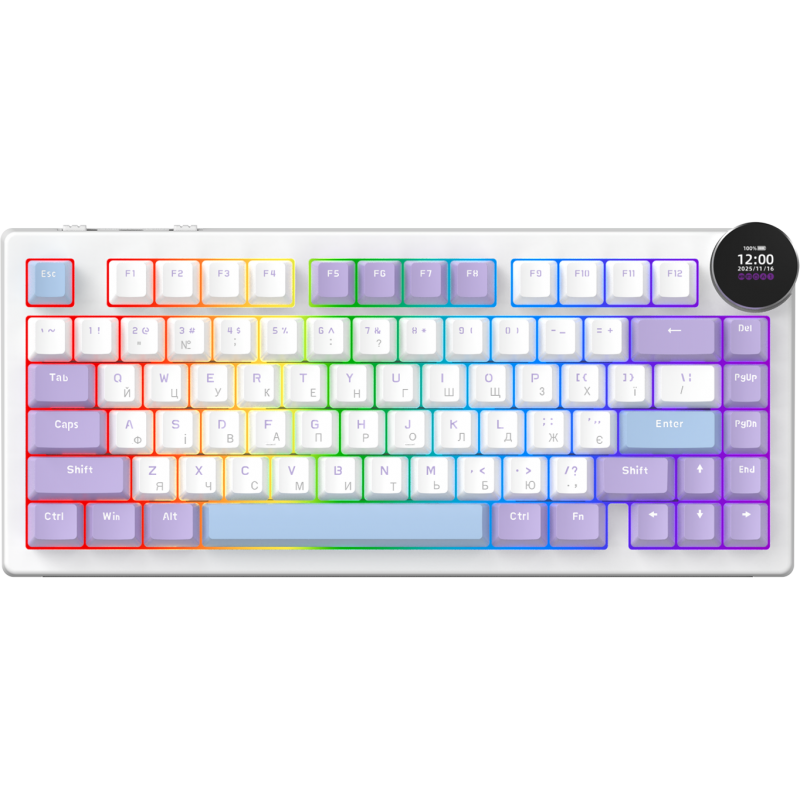 Бездротова механічна клавіатура Ajazz AK820 V2 White Peach Switch (AK820-V2-WP-PWB)