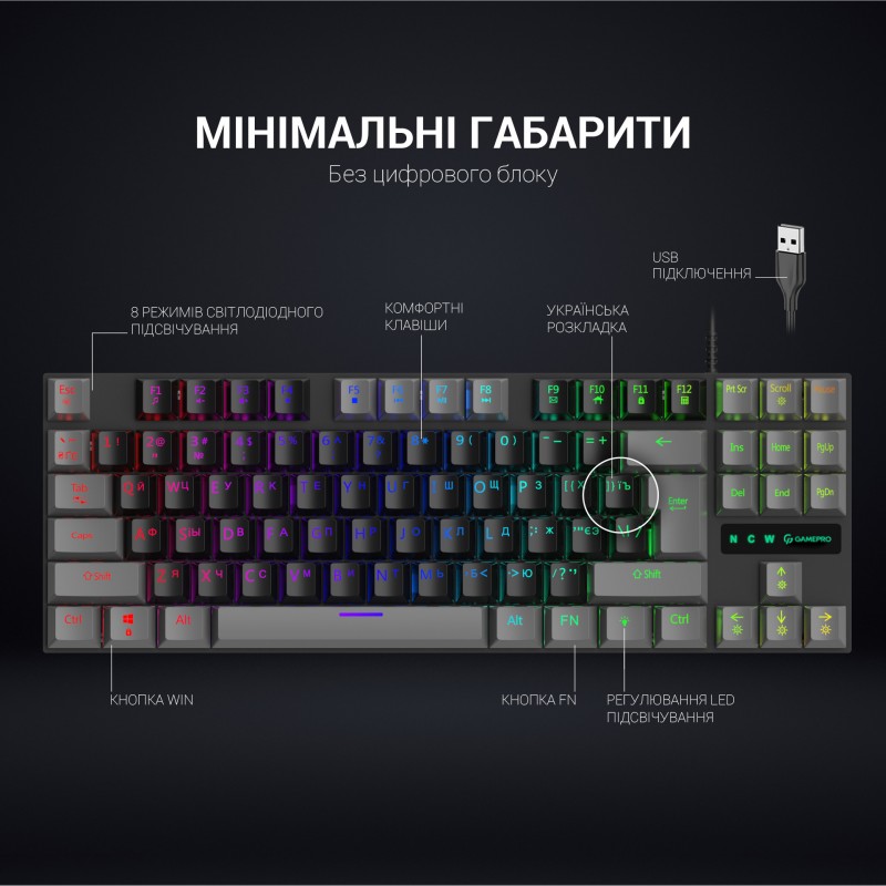 Клавіатура механічна GamePro MK100R