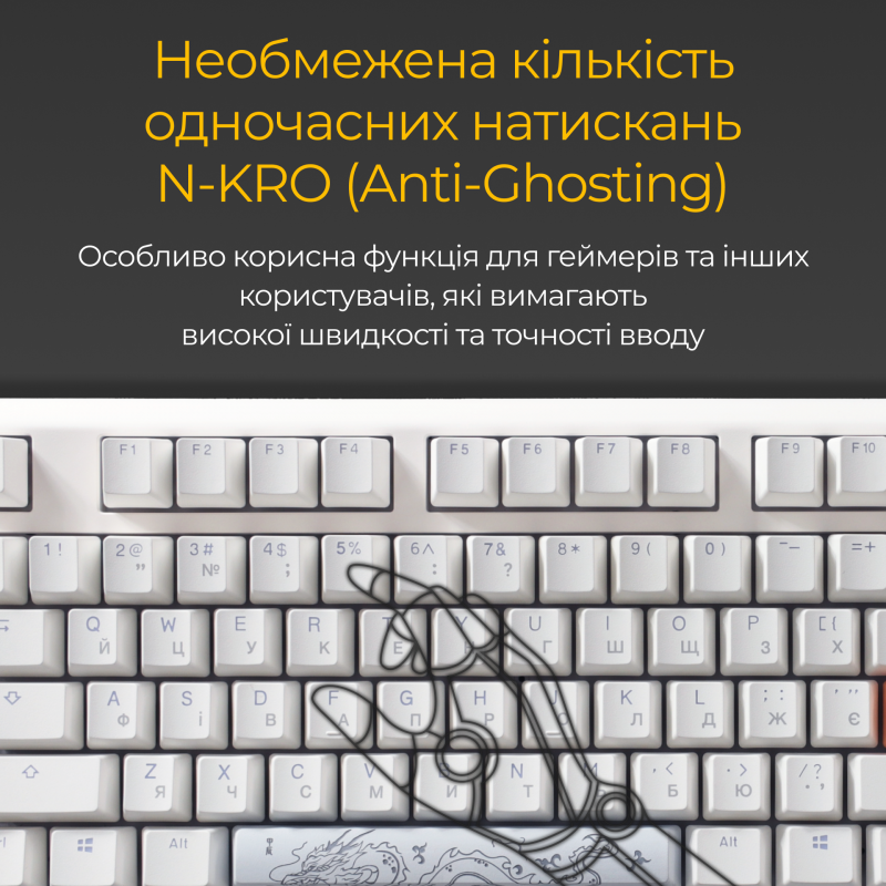 Механічна клавіатура Ducky One 3 Cherry MX Silent red RGB White UA