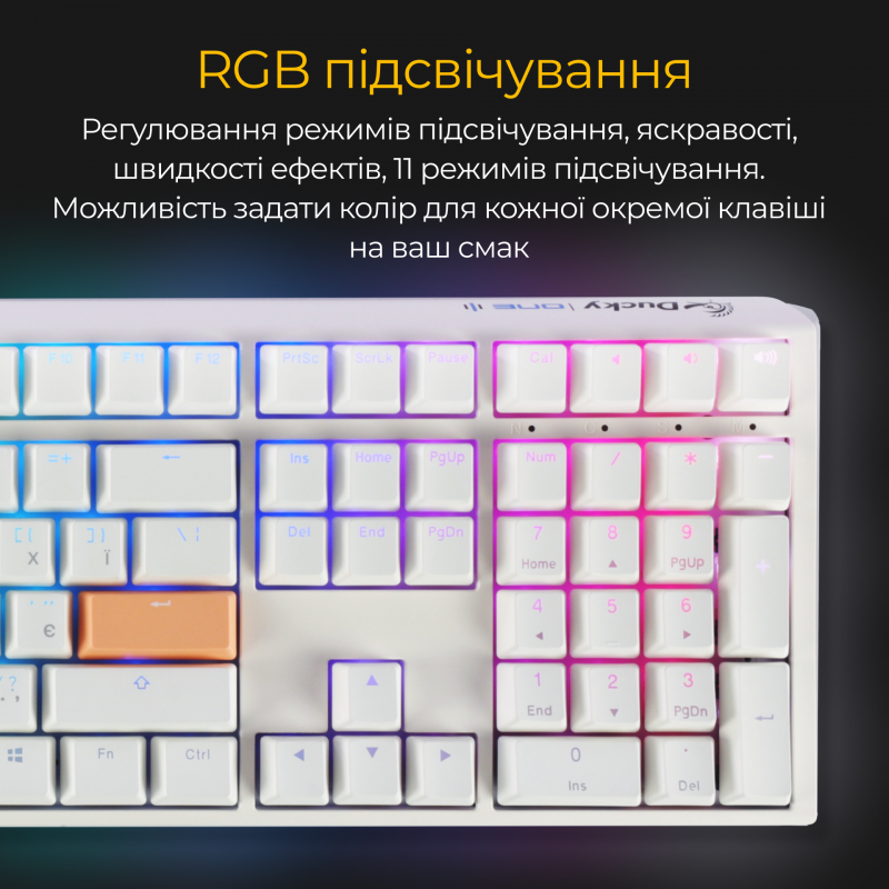 Механічна клавіатура Ducky One 3 Cherry MX Silent red RGB White UA