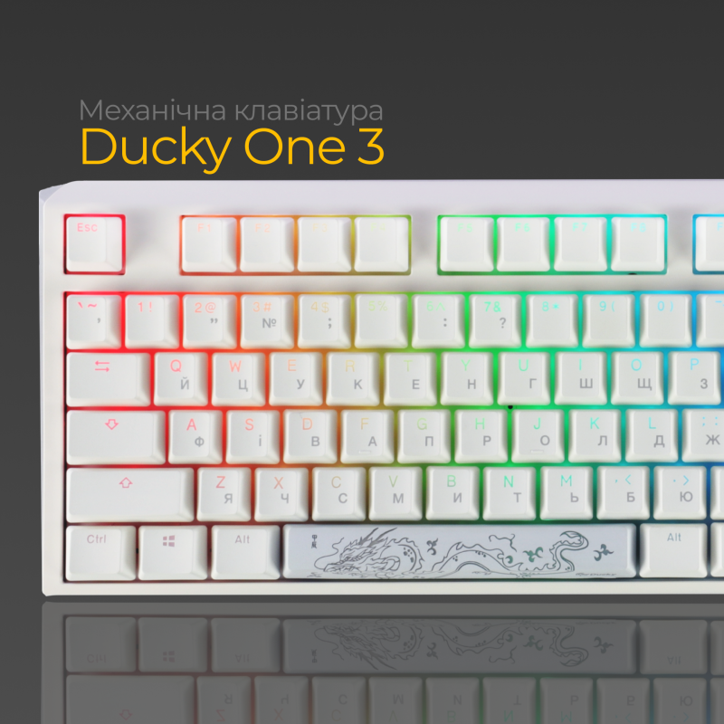 Механічна клавіатура Ducky One 3 Cherry MX Silent red RGB White UA