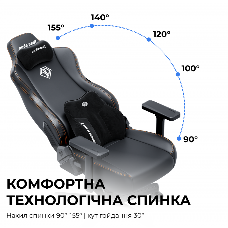 Крісло ігрове Anda Seat Kaiser 3E  Black PVC Size XL