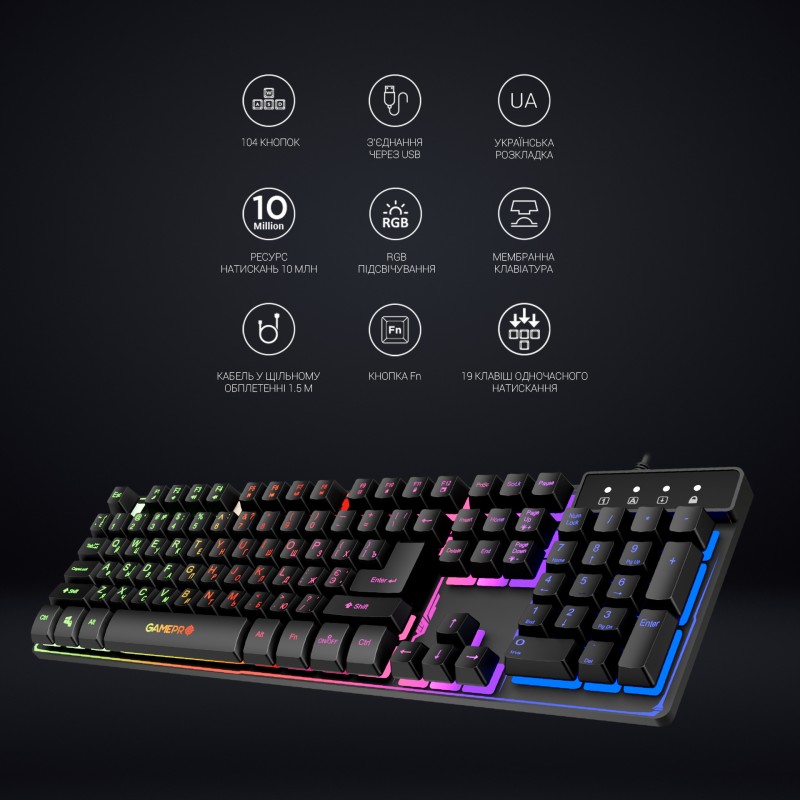 Клавіатура дротова GamePro Nitro+ (GK576)