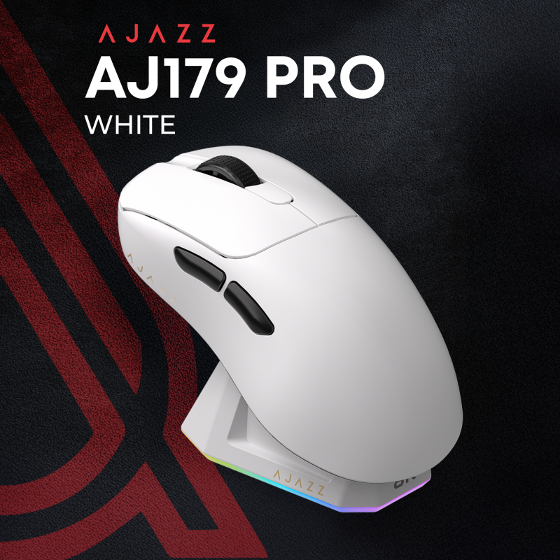 Ігрова бездротова миша Ajazz  AJ179PRO -3 Mod-White-3395-8K Charging Dock