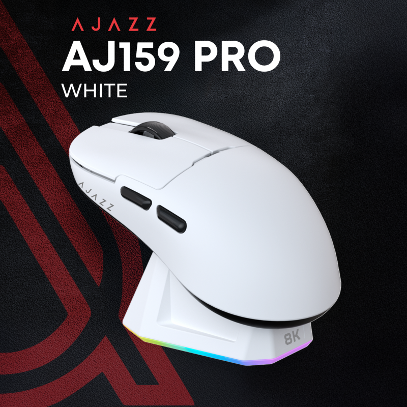 Ігрова бездротова миша Ajazz  AJ159PRO -3 Mod-White-3395-8K Charging Dock