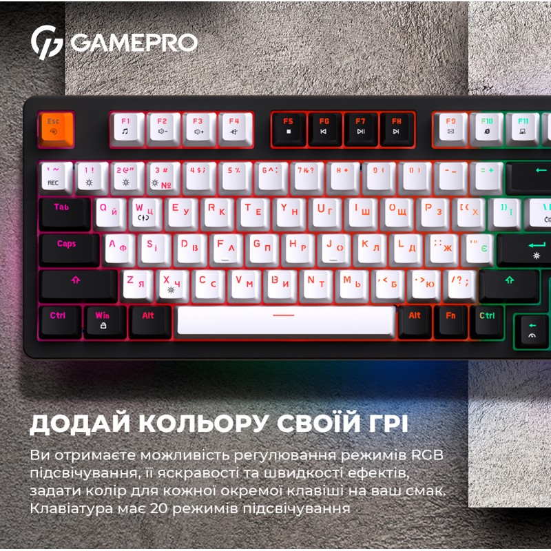 Дротова механічна клавіатура GamePro MK170B (Red) з Hot-Swap RGB Black