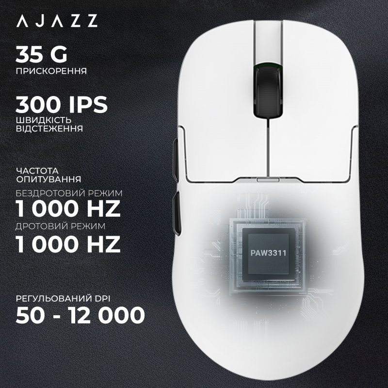 Ігрова бездротова миша Ajazz  AJ159P MC -3 Mod-White-3311 Charging Dock