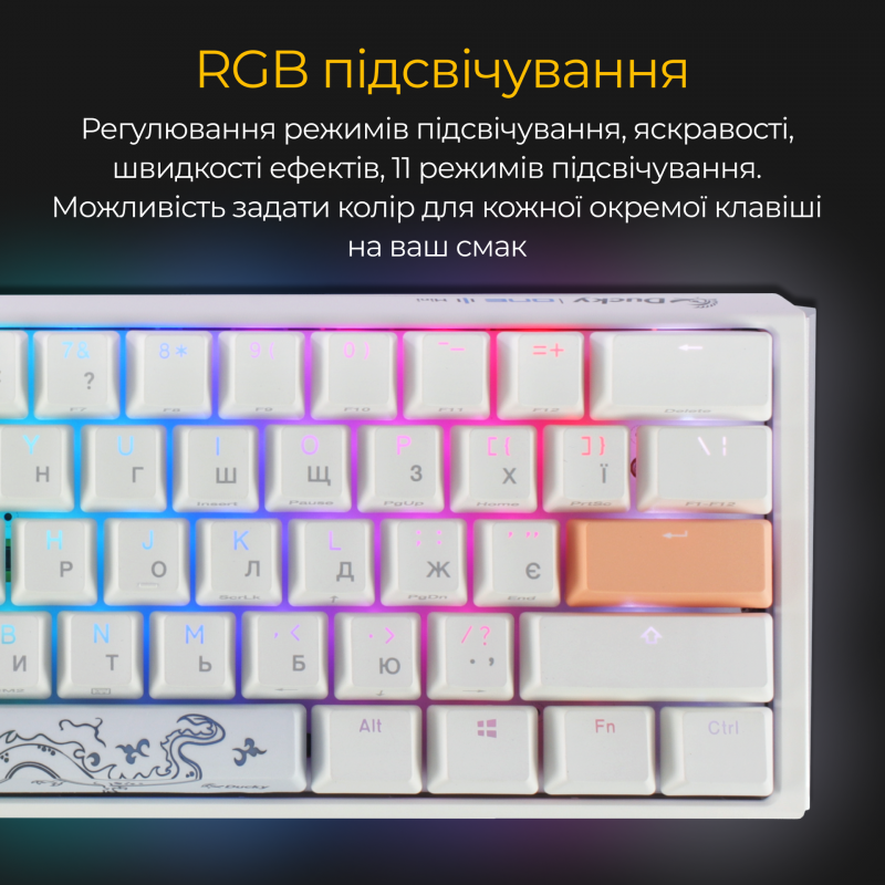 Механічна клавіатура Ducky One 3 Mini Cherry MX Red RGB White UA
