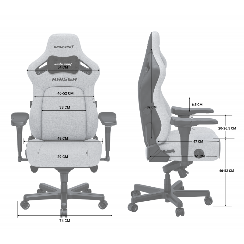 Крісло ігрове Anda Seat Kaiser 4  Dark gray Fabric Size L