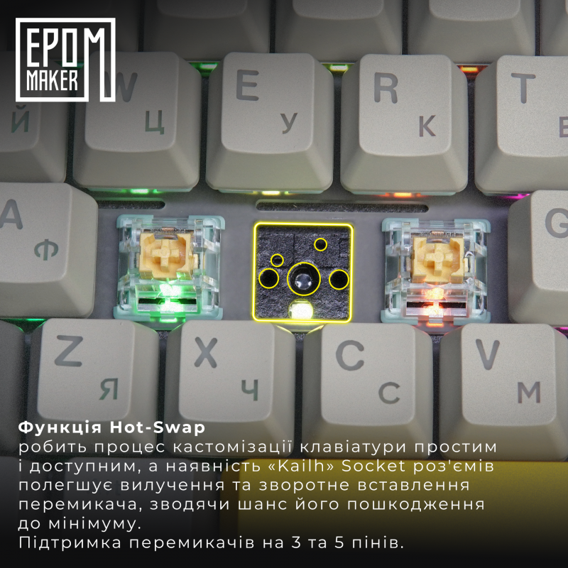 Клавіатура механічна бездротова EPOMAKER TH80 PRO V2 Sea Salt Silent Black (TH80-PROV2-B-SS)