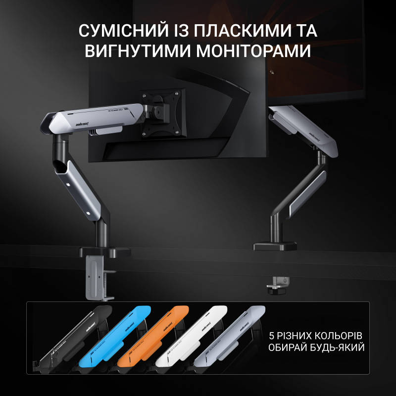 Настільне кріплення для двох моніторів  Anda Seat Stealth PRO II Duo  17’’-42’’ Black & White