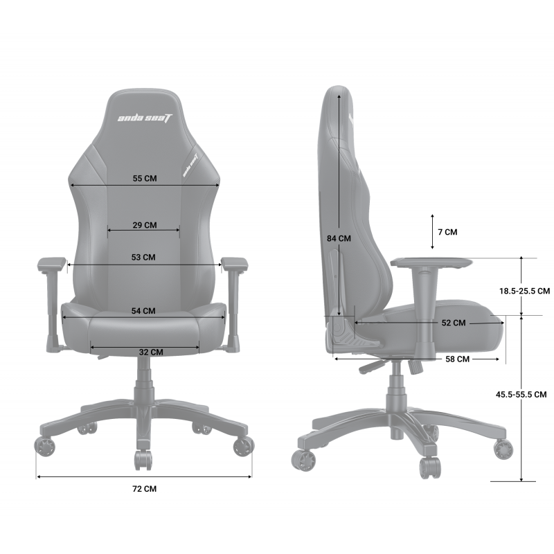 Крісло ігрове Anda Seat Luna L Grey Fabric Size L