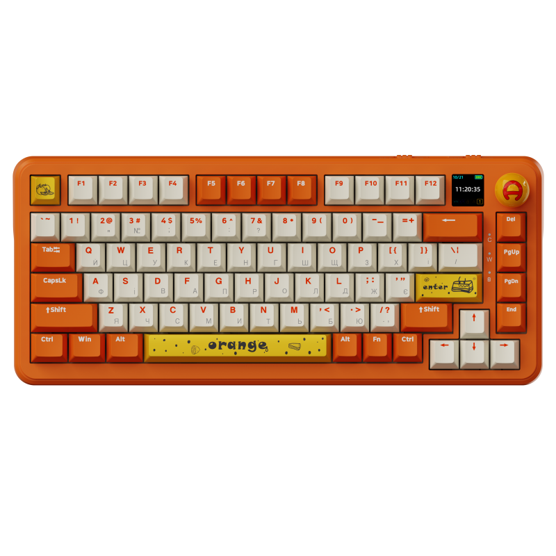 Бездротова механічна клавіатура Ajazz  AK820 MAX  Avocado Switch Orange-White Theme-RGB--With Screen