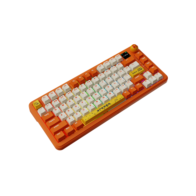 Бездротова механічна клавіатура Ajazz  AK820 MAX  Avocado Switch Orange-White Theme-RGB--With Screen