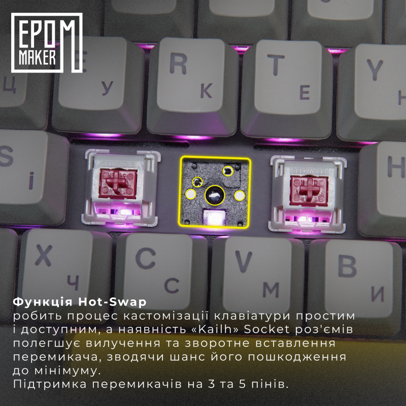 Клавіатура механічна бездротова EPOMAKER Shadow-S Mulan White (SHS-W-M)