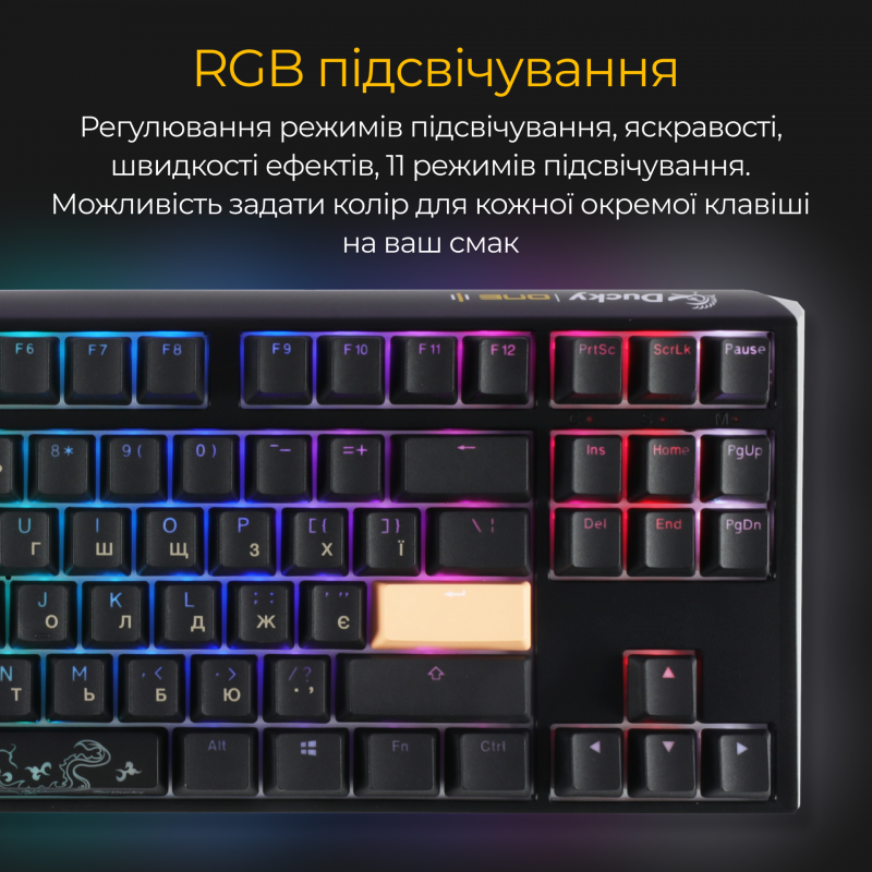 Механічна клавіатура Ducky One 3 TKL Cherry MX Speed silver RGB Black UA