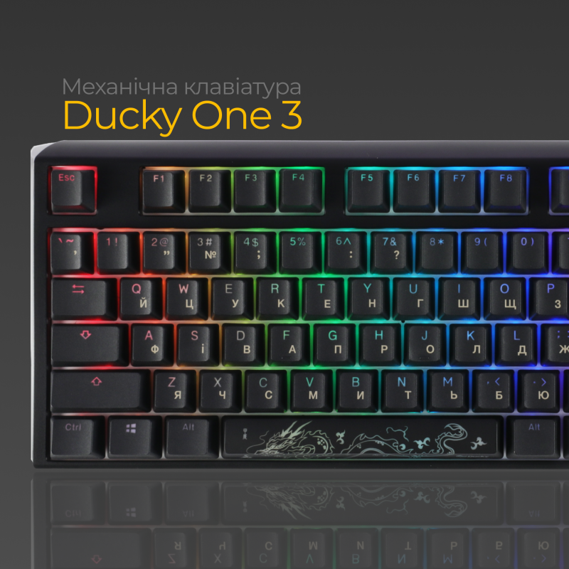 Механічна клавіатура Ducky One 3 TKL Cherry MX Speed silver RGB Black UA