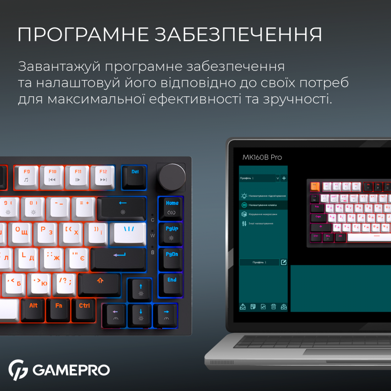 Бездротова механічна клавіатура GamePro Asgard Valhalla (MK160B Pro) 75% QLAB orange switches