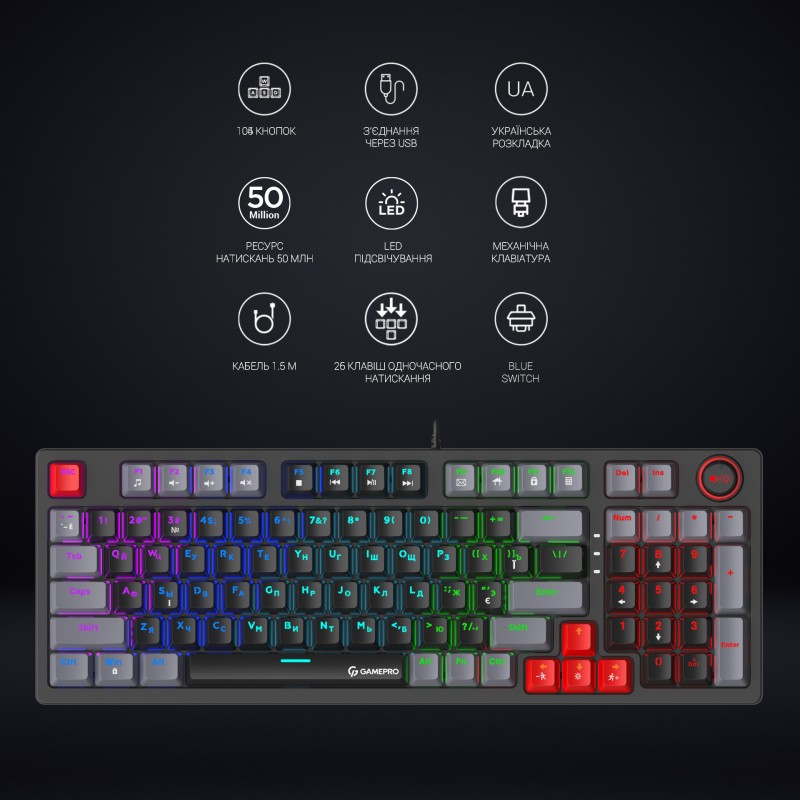 Клавіатура механічна GamePro MK120B