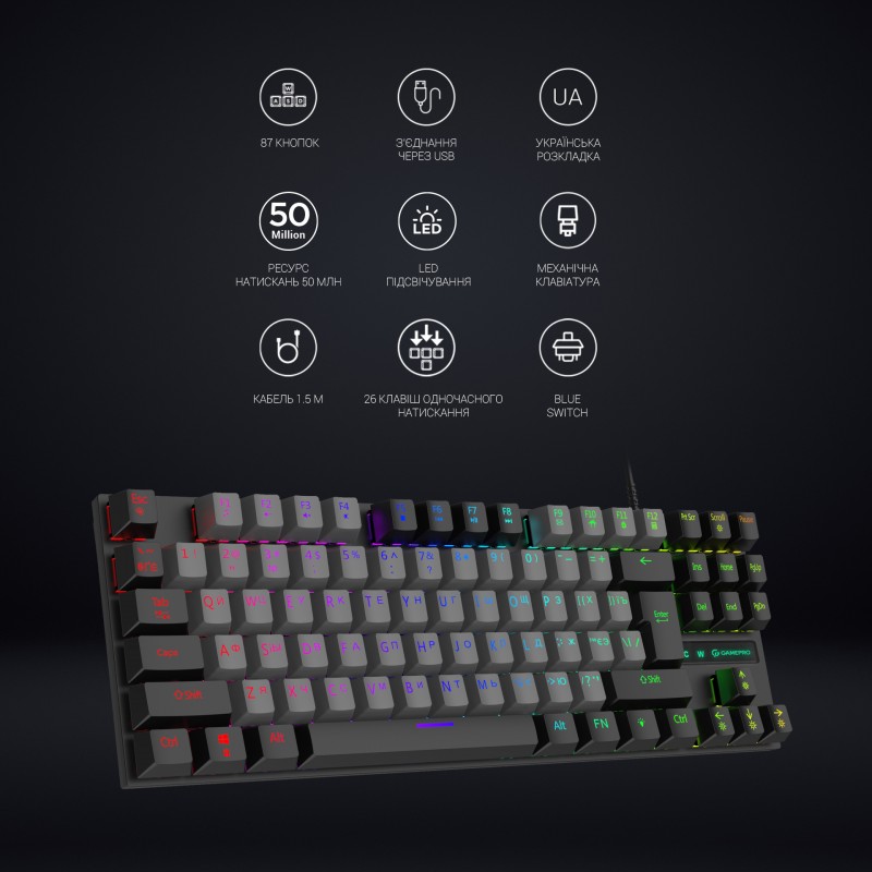 Клавіатура механічна GamePro MK100B