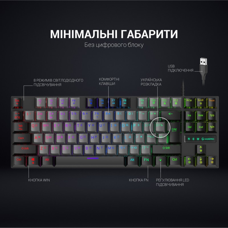 Клавіатура механічна GamePro MK100B