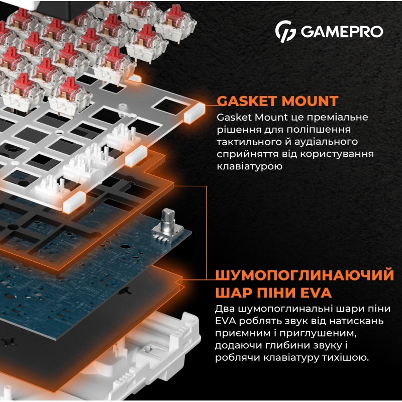 Дротова механічна клавіатура GamePro MK170W (Red) з Hot-Swap RGB White