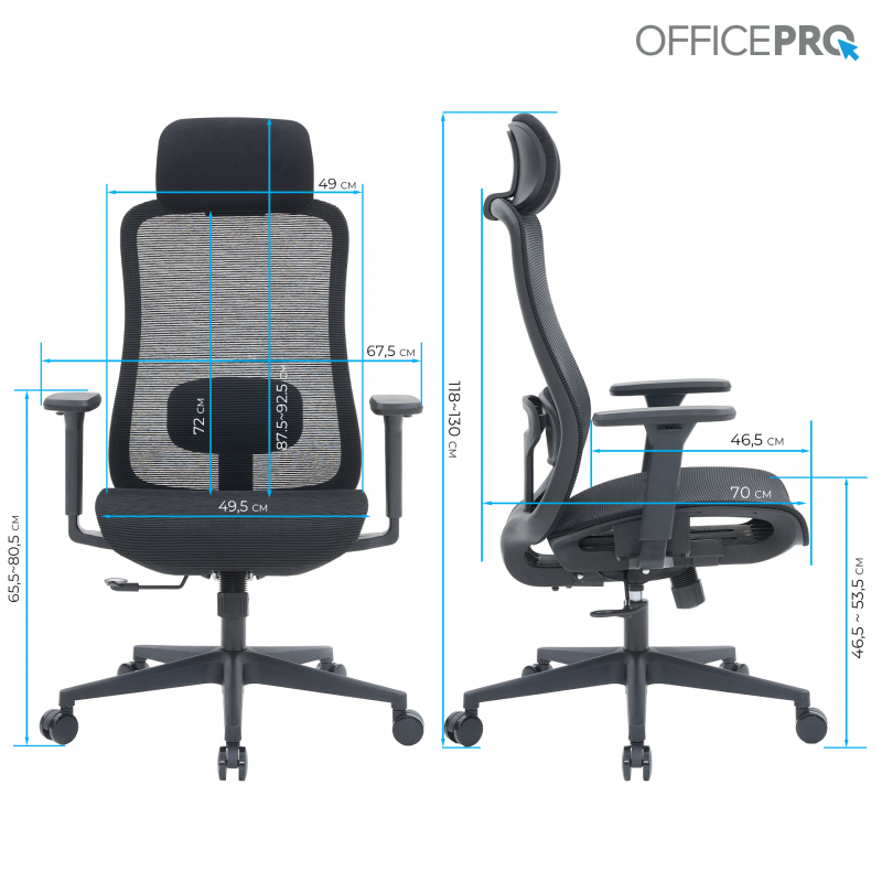 Крісло офісне OfficePro Wave OC670-B-B-B