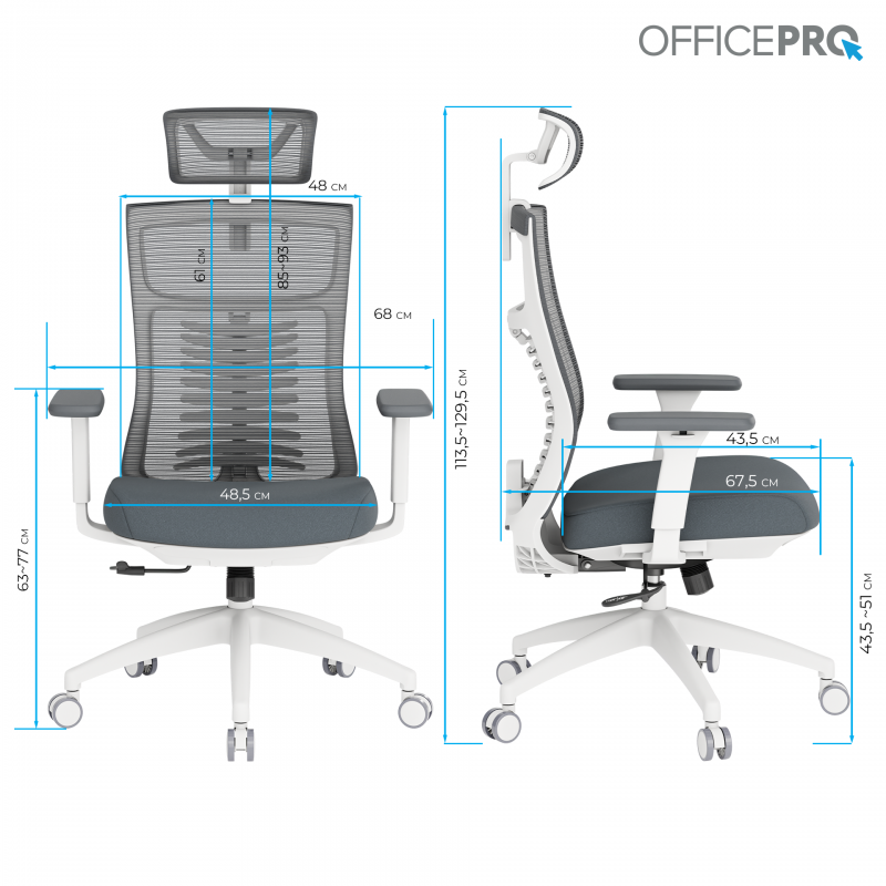 Крісло офісне OfficePro Balance OC550-W-DG-DG