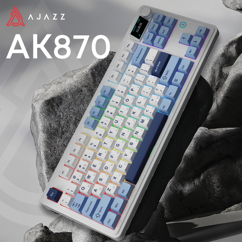 Клавіатура механічна бездротова Ajazz AK870 PLUS Murad Switch RGB Wireless/Bluetooth/USB White